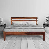Aqua solid wood queen size bed walnut finish My Store