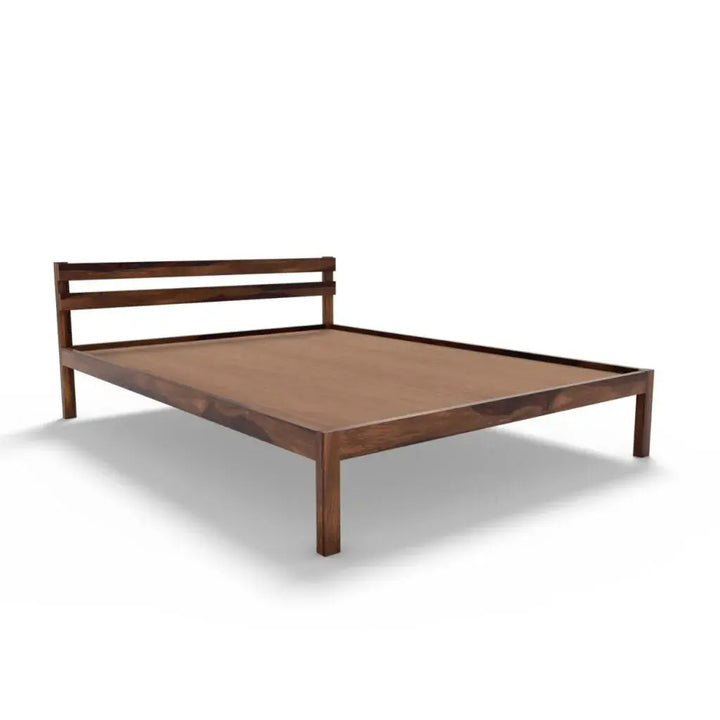 Aqua solid wood queen size bed walnut finish My Store
