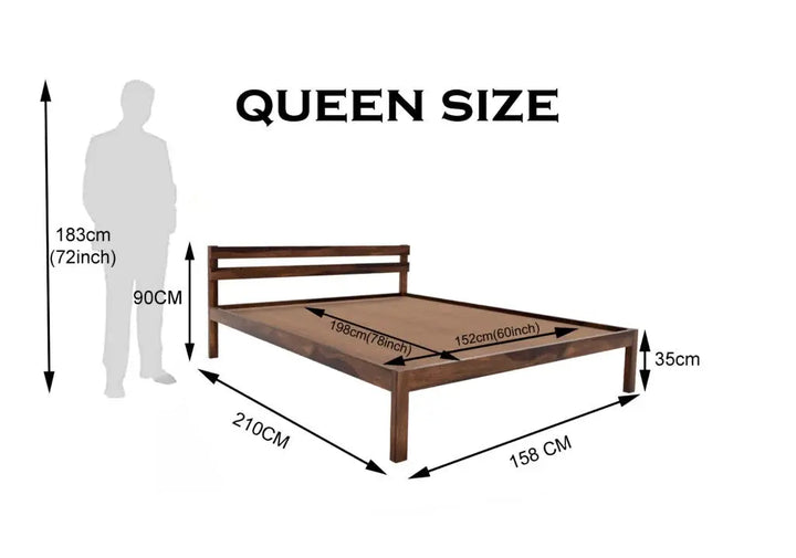 Aqua solid wood queen size bed walnut finish My Store