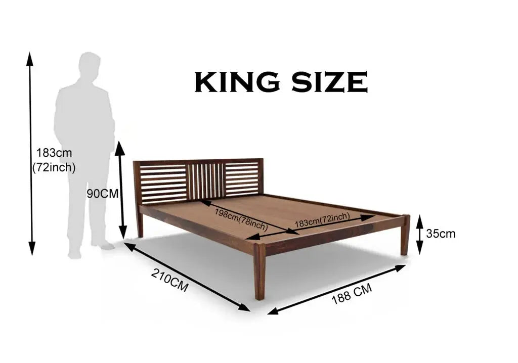 Aura solid wood King size walnut finish bed My Store