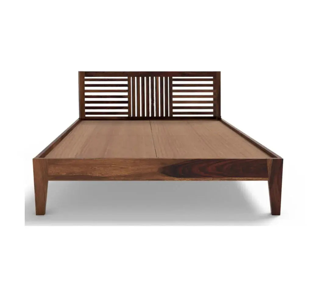 Aura solid wood King size walnut finish bed My Store