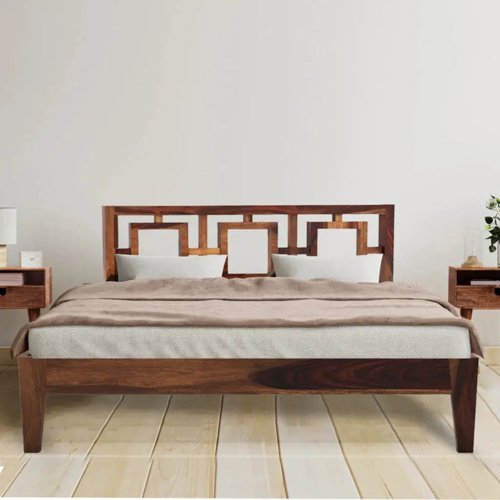 Gorry solid wood King size walnut finish bed My Store