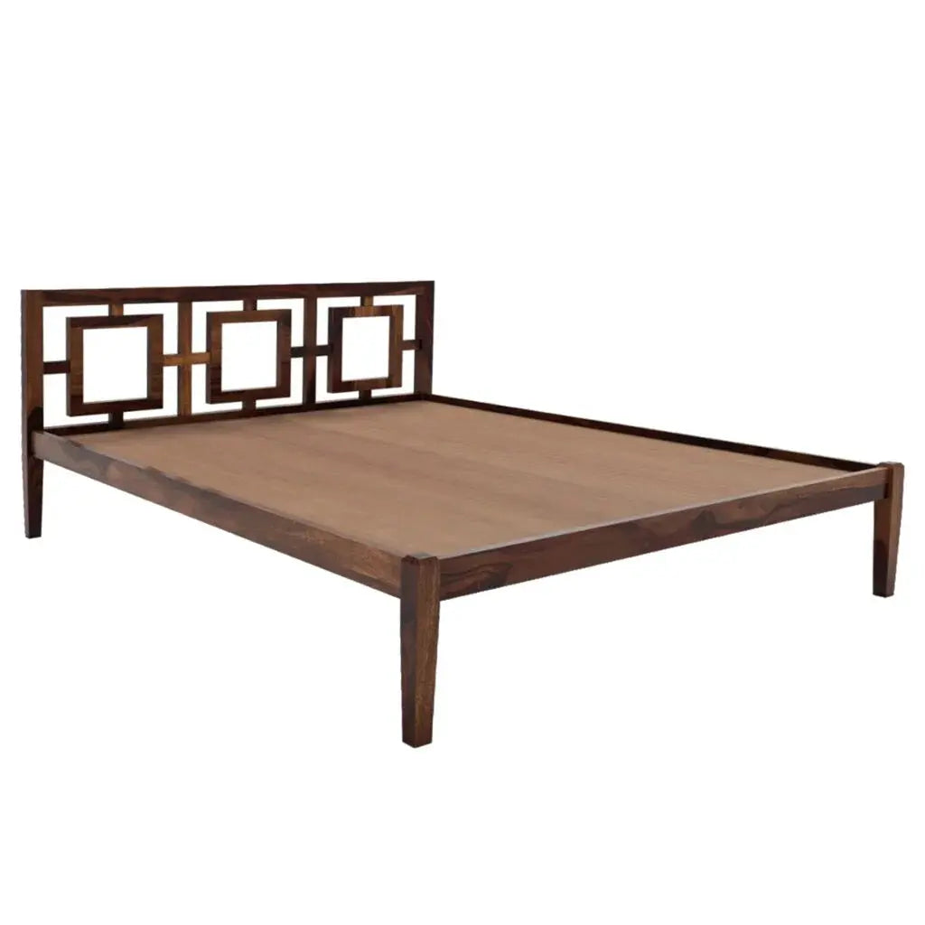 Gorry solid wood queen size bed walnut finish My Store