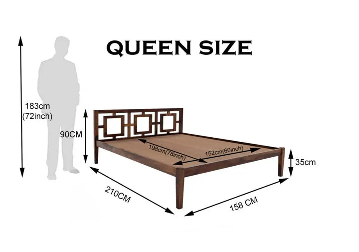Gorry solid wood queen size bed walnut finish My Store
