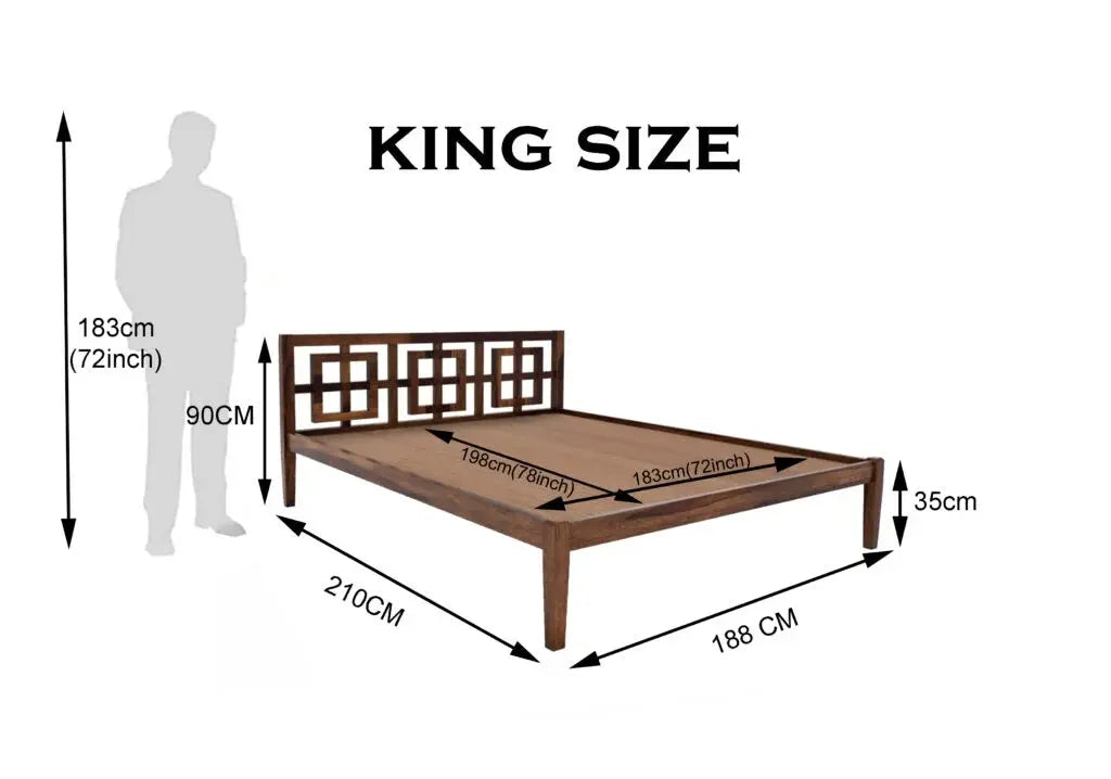 indy solid wood King size walnut finish bed My Store