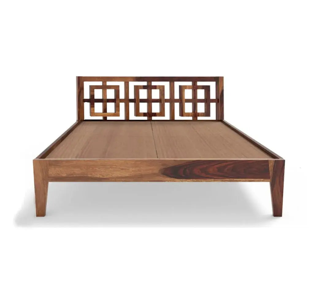 indy solid wood queen size bed walnut finish My Store