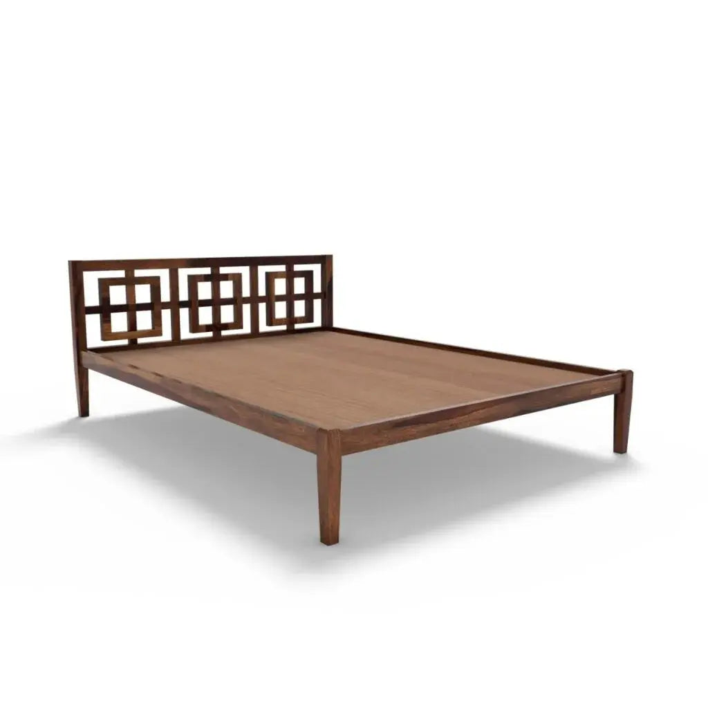 indy solid wood queen size bed walnut finish My Store