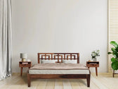 indy solid wood King size walnut finish bed My Store