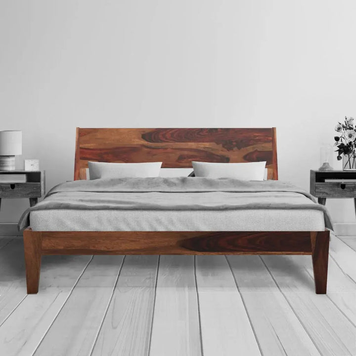 Jawa solid wood queen size bed walnut finish My Store