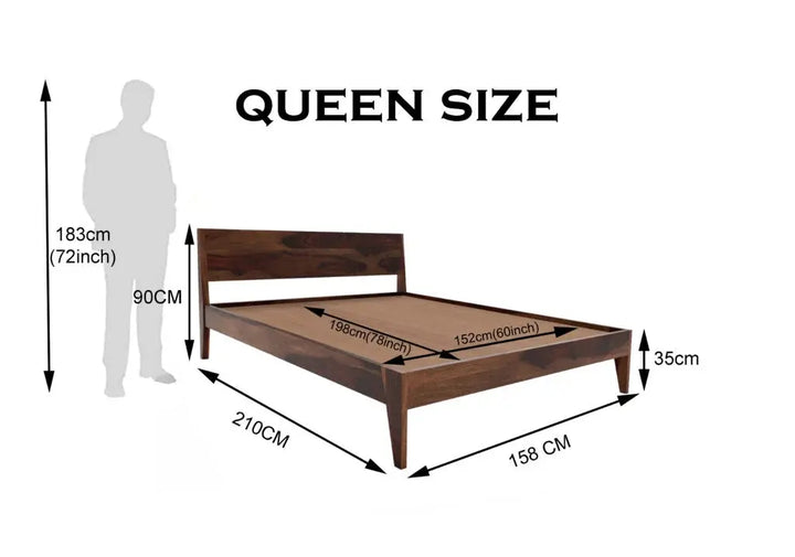 Jawa solid wood queen size bed walnut finish My Store
