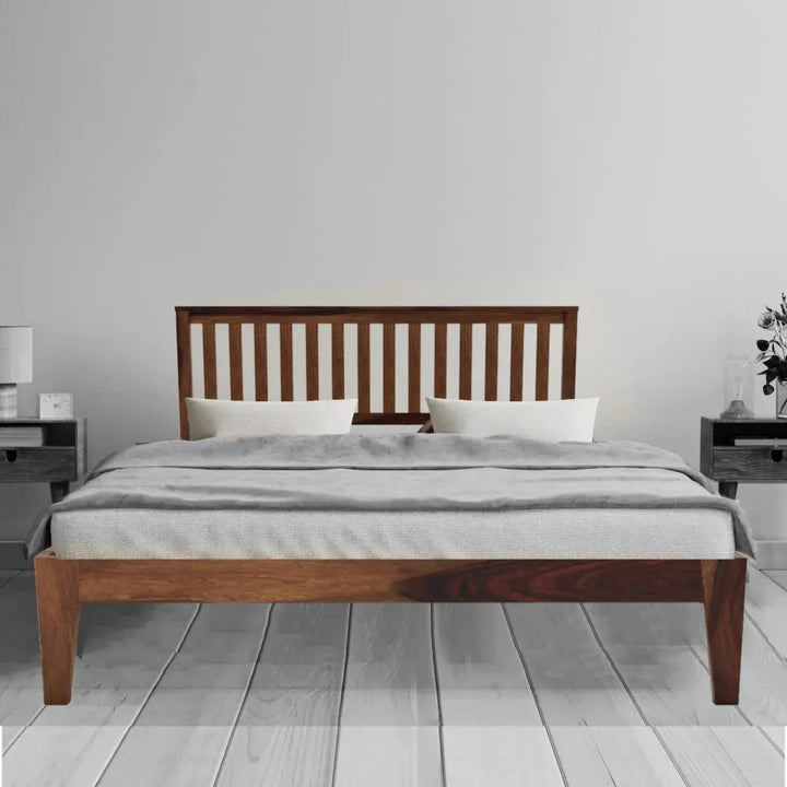 Kith solid wood queen size bed walnut finish My Store