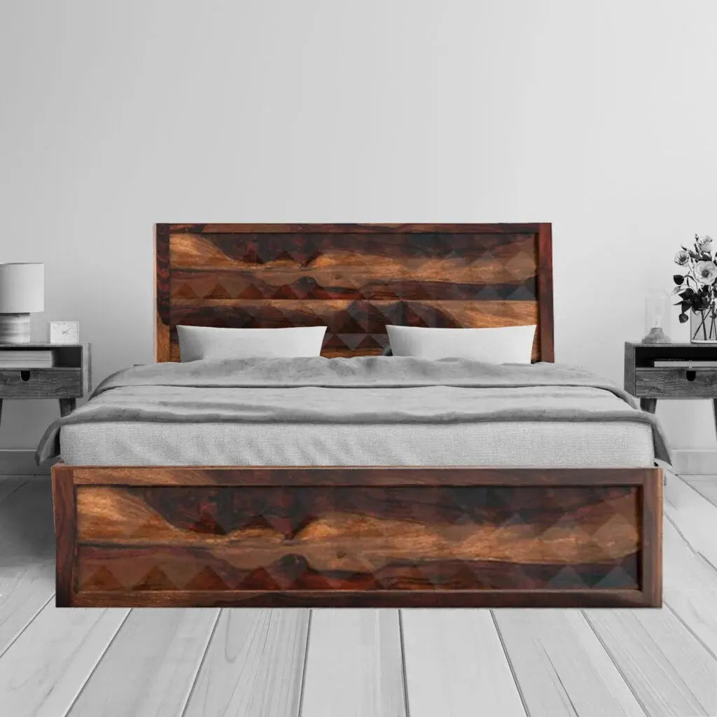 Diamond solid wood King size walnut finish bed My Store