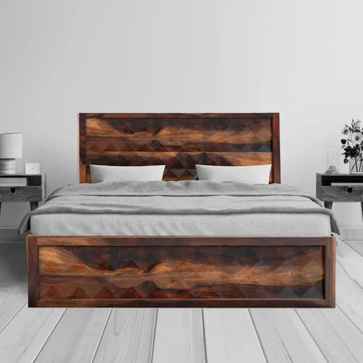 Diamond solid wood King size walnut finish bed My Store