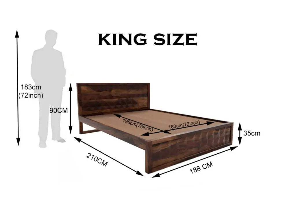 Diamond solid wood King size walnut finish bed My Store