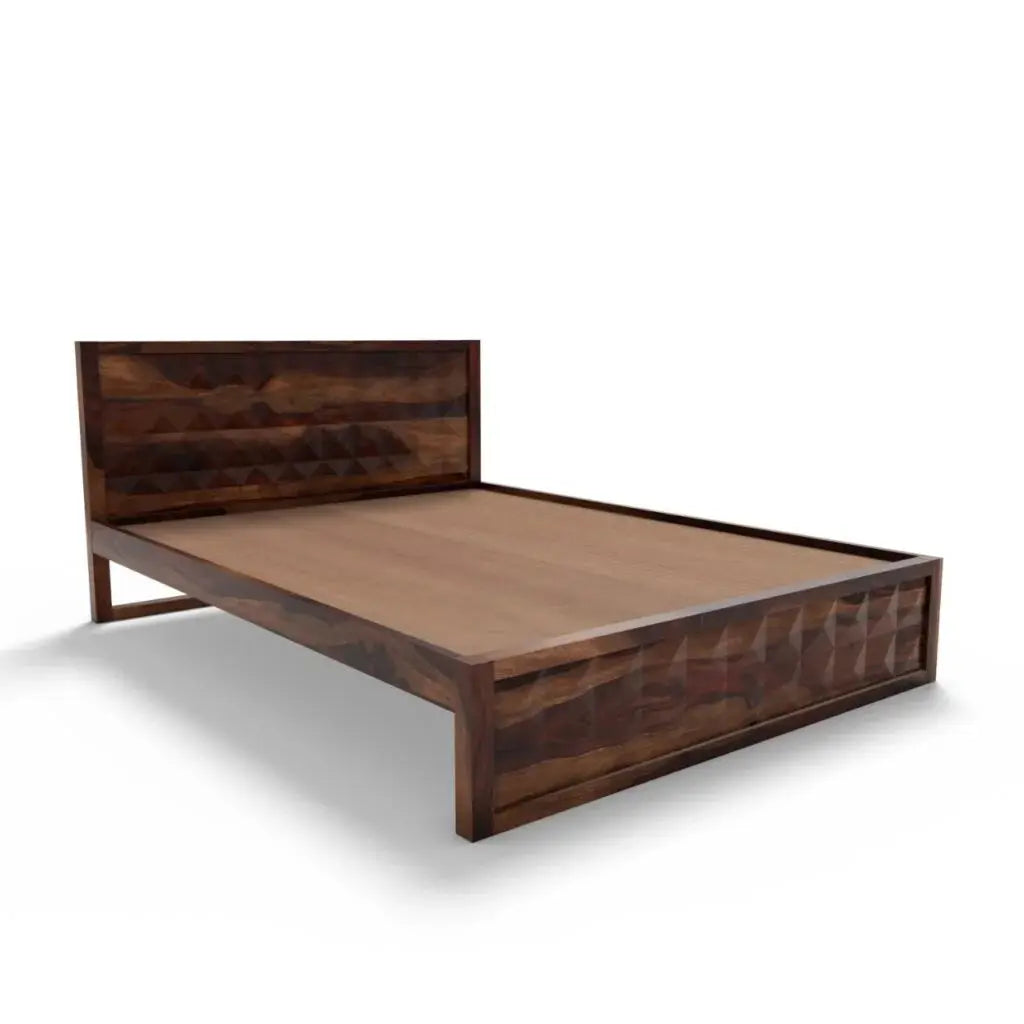 Diamond solid wood King size walnut finish bed My Store