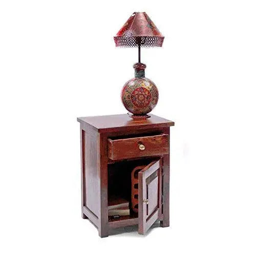 FURNITURESHRI SOLID WOODEN BEDSIDE IN WALNUT FINISH My Store