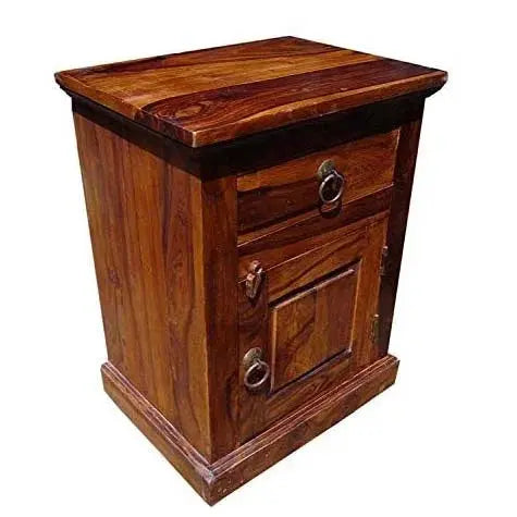 FURNITURESHRI SOLID WOODEN BEDSIDE IN WALNUT FINISH My Store