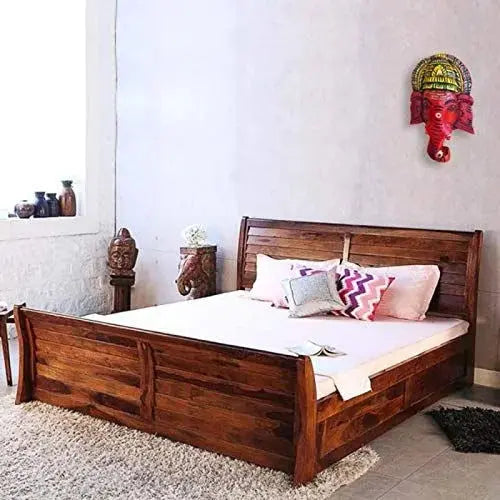 Furnitureshri solid wood king size storage bed My Store