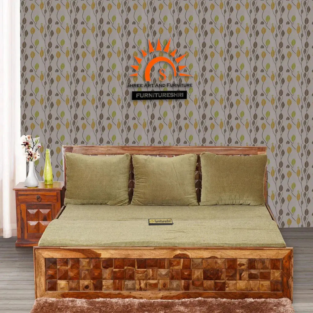 KITTY SOLID WOOD SOFA CUM BED WITH STORAGE My Store