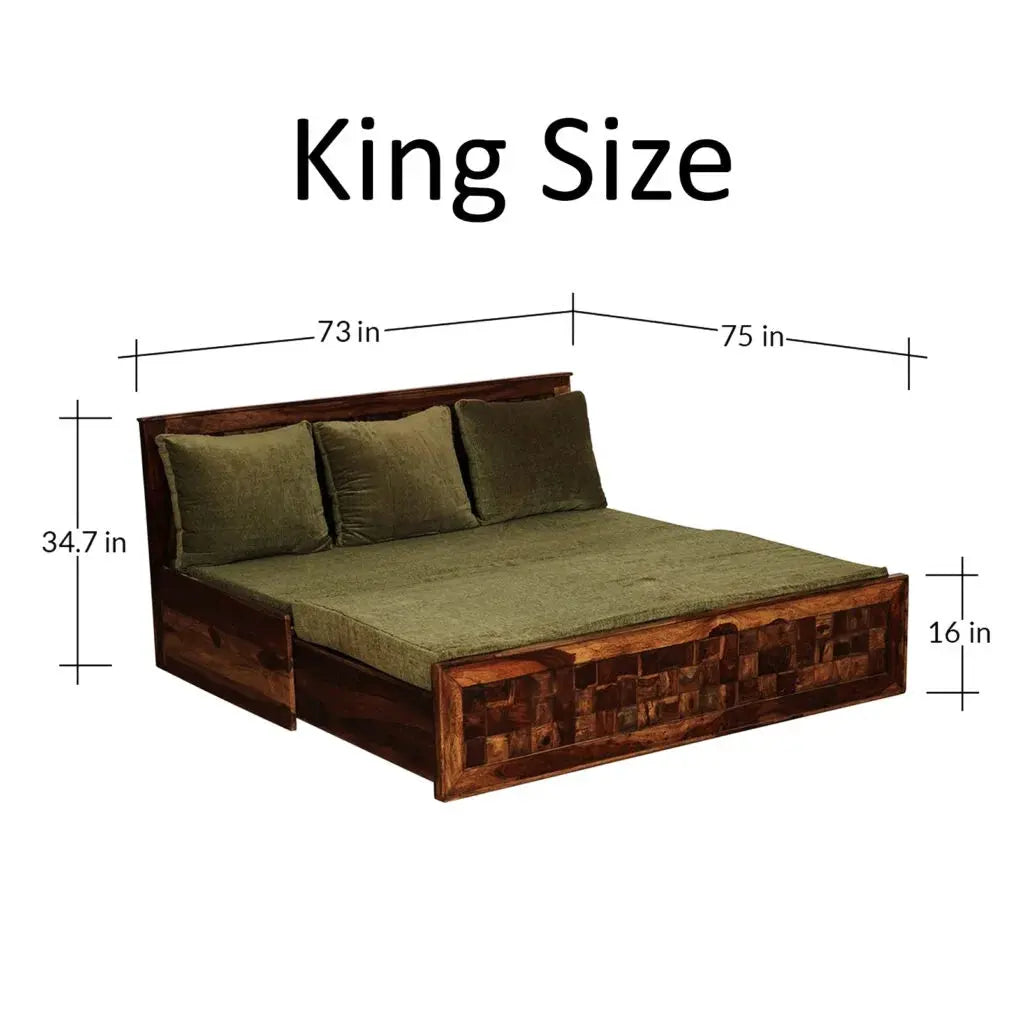 KITTY SOLID WOOD SOFA CUM BED WITH STORAGE My Store