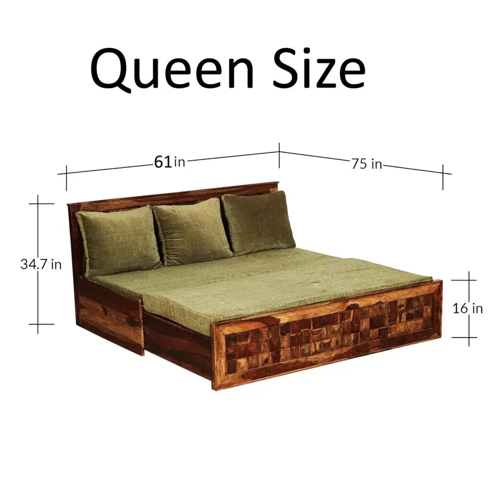 KITTY SOLID WOOD SOFA CUM BED WITH STORAGE My Store