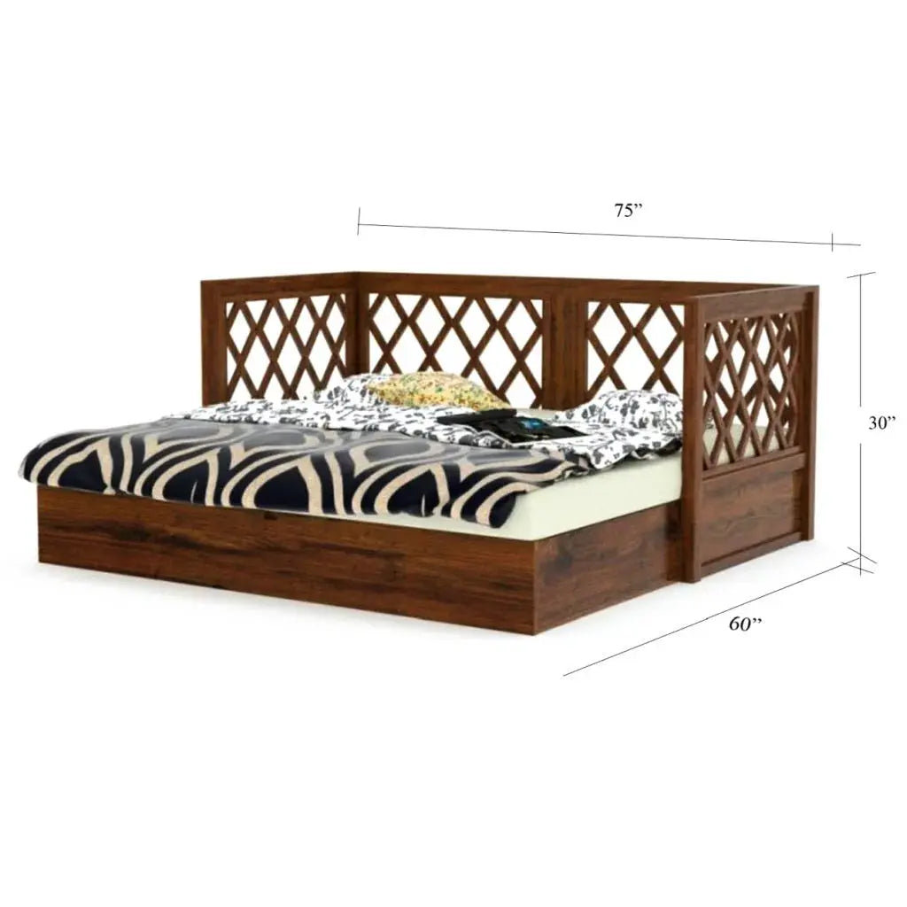 HOWELL SOLID WOOD SOFA CUM BED WITH STORAGE My Store