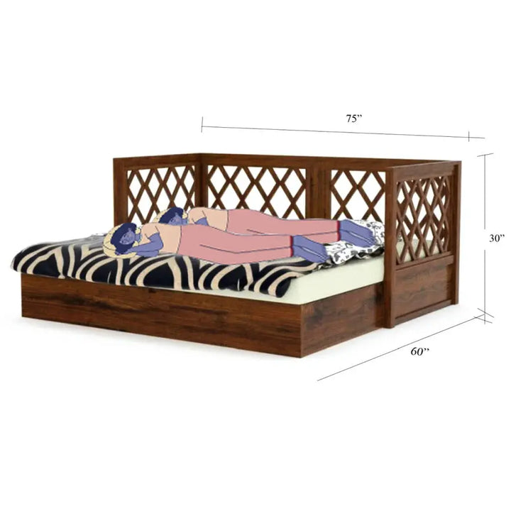 HOWELL SOLID WOOD SOFA CUM BED WITH STORAGE My Store