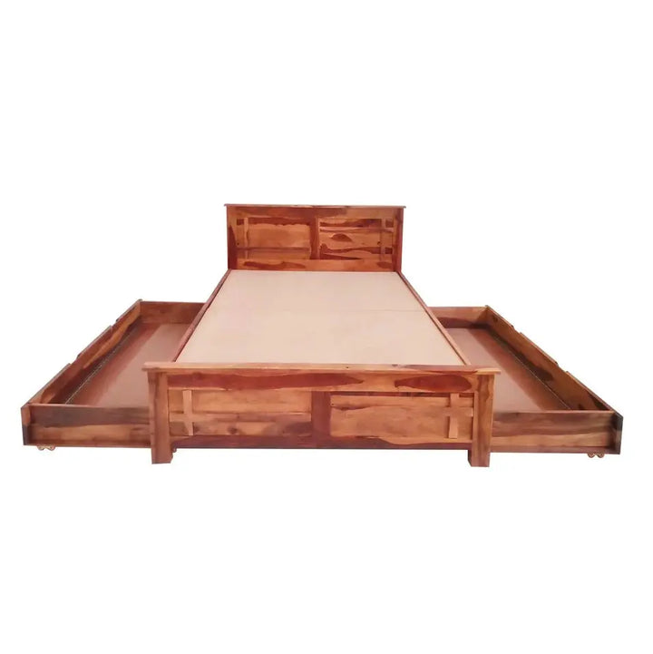 SIYO SOLID WOOD KING SIZE STORAGE BED IN WALNUT FINISH My Store