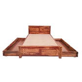 SIYO SOLID WOOD KING SIZE STORAGE BED IN WALNUT FINISH My Store