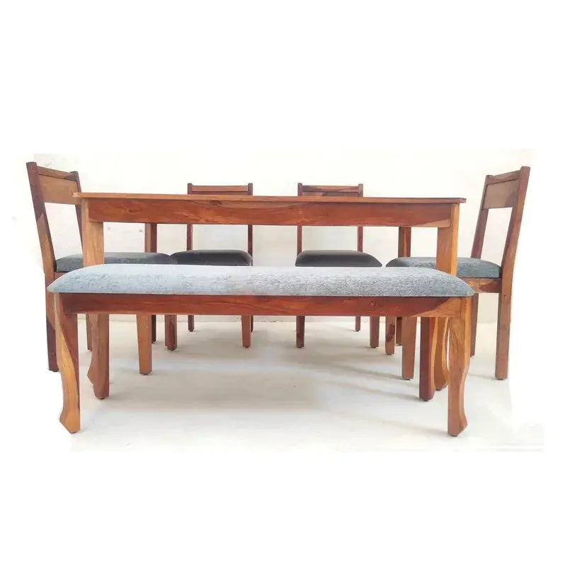 GEM SQUARE DINING SET WITH BENCH IN WALNUT FINISH My Store