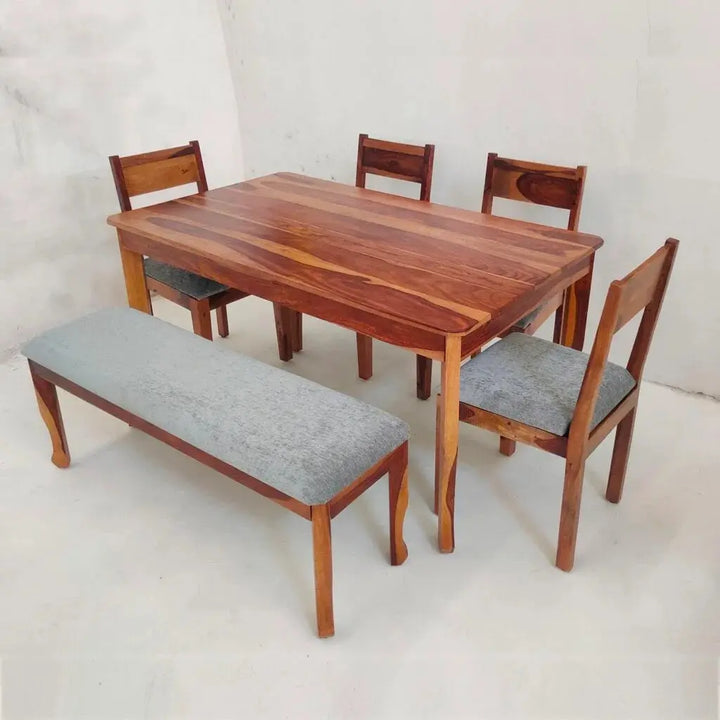 GEM SQUARE DINING SET WITH BENCH IN WALNUT FINISH My Store