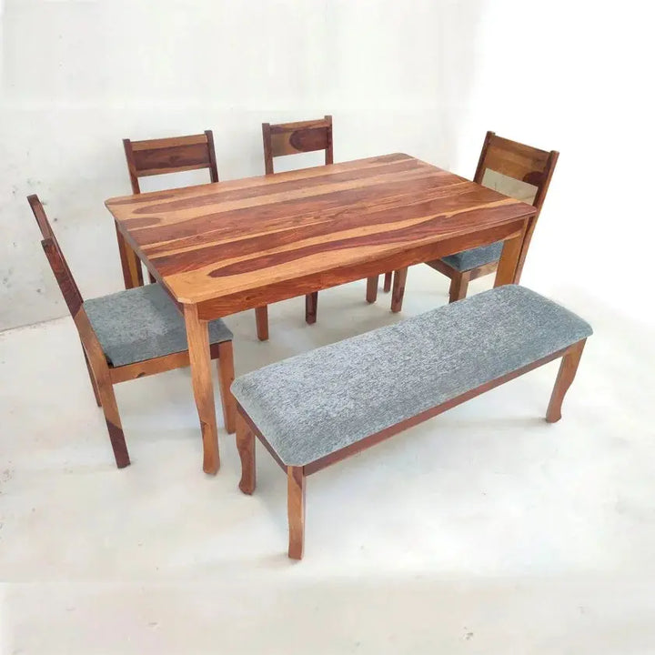 GEM SQUARE DINING SET WITH BENCH IN WALNUT FINISH My Store