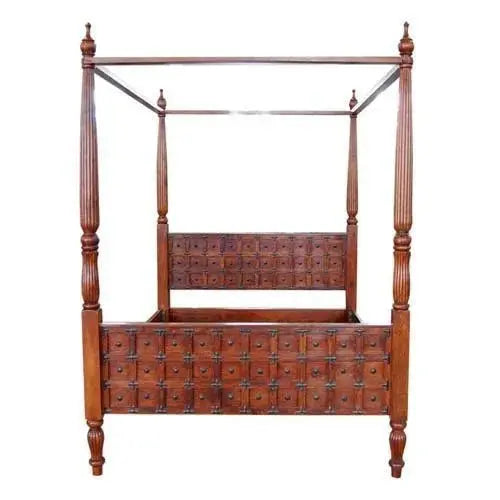 furnitureshri solid wooden poster bed in honey finish My Store